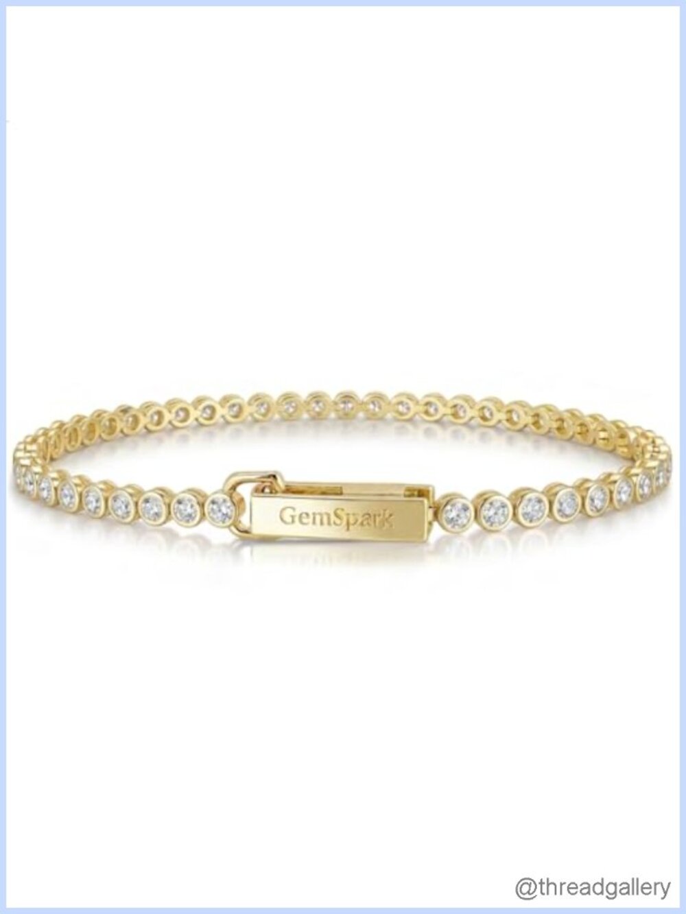 Moissanite Tennis Bracelet Bezel Set 18K Gold Plated Sterling Silver